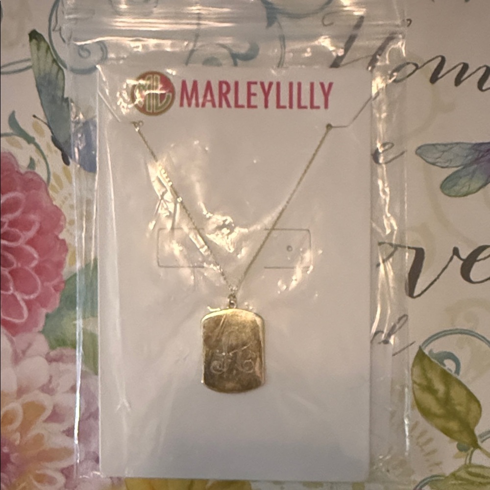MarleyLilly Gold Monogram A Rectangle Pendant Necklace - Women Jewelry - Picture 4 of 4